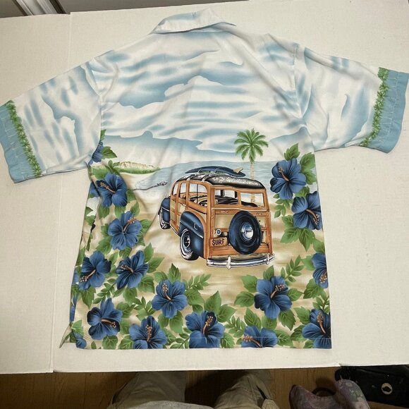 MAUI MAUI Hawaian Shirt ~ Mens Large, Short Sleeve Surfer Woodie Design - Picture 2 of 7
